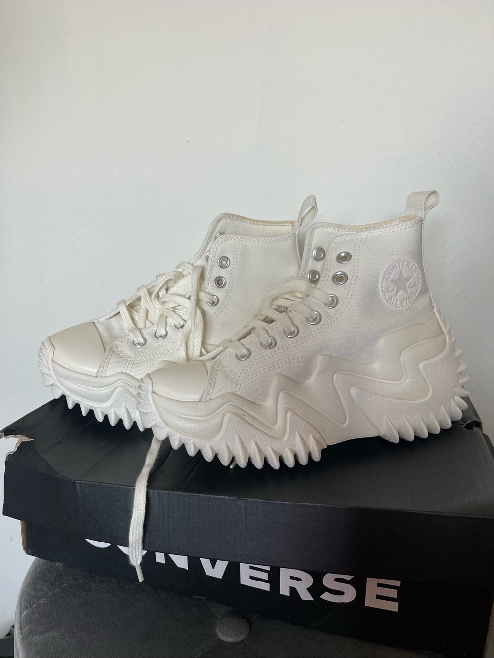 Converse Run Star Hike High-Top Sneakers in Off-White/Cream